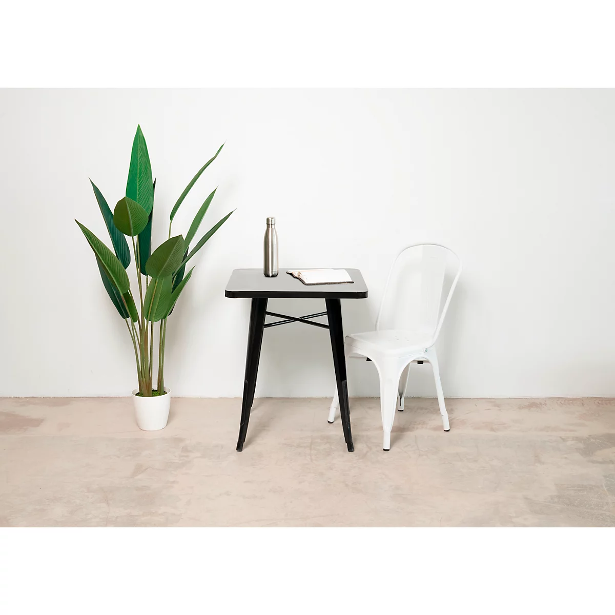 Outdoor-Tisch meet® by Paperflow URBAN, quadratisch, B 600 x H 730 mm, Stahl verzinkt, weiß-weiß