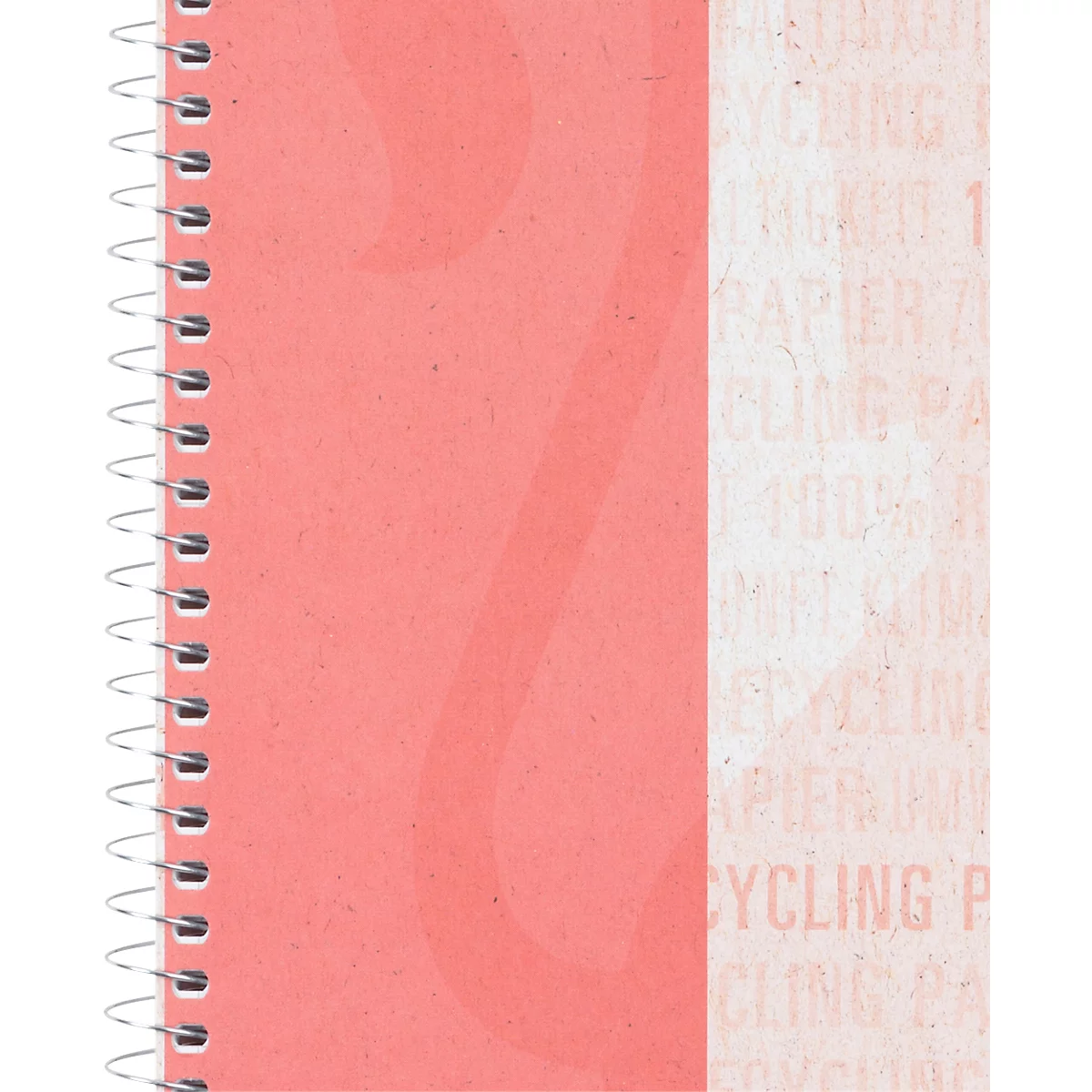 Oxford Collegeblock Recycling, 80 feuilles, DIN A4+, 90 g/m², 4 perforations, reliure à spirales, OPTIK PAPER®, quadrillé, marge à gauche, rouge