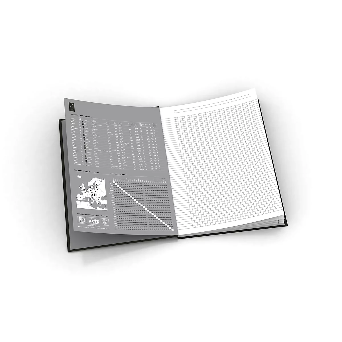 Oxford Office boek, gebonden, A4, 96 pagina's geruit, 5 stuks per verpakking, blauw