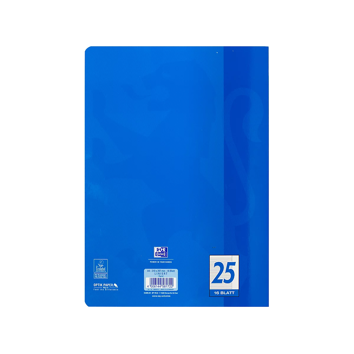 Oxford-schriften, DIN A4, 90 g/m², lineatur 25 gevoerd met brede marge rechts, 15 stuks van 16 vellen