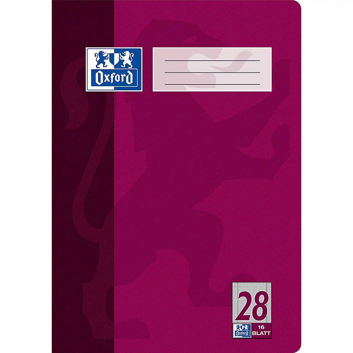 Oxford-schriften, DIN A4, 90 g/m², liniaal 28 kwadraat met marge rechts en links, 15 stuks van 16 vellen