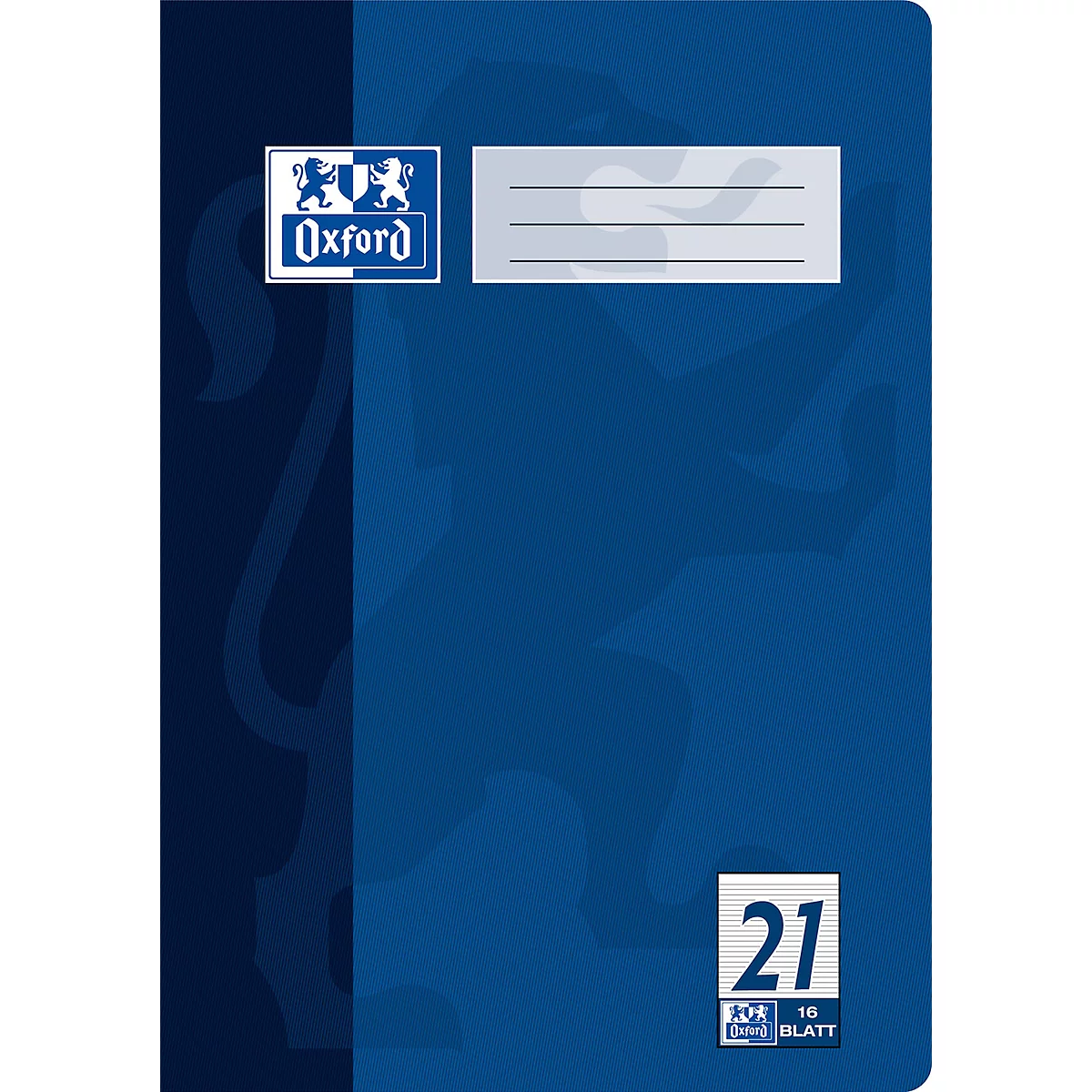 Oxford-schriften, DIN A4, 90 g/m², met 21 gelinieerd zonder marge, 15 stuks van elk 16 vellen.