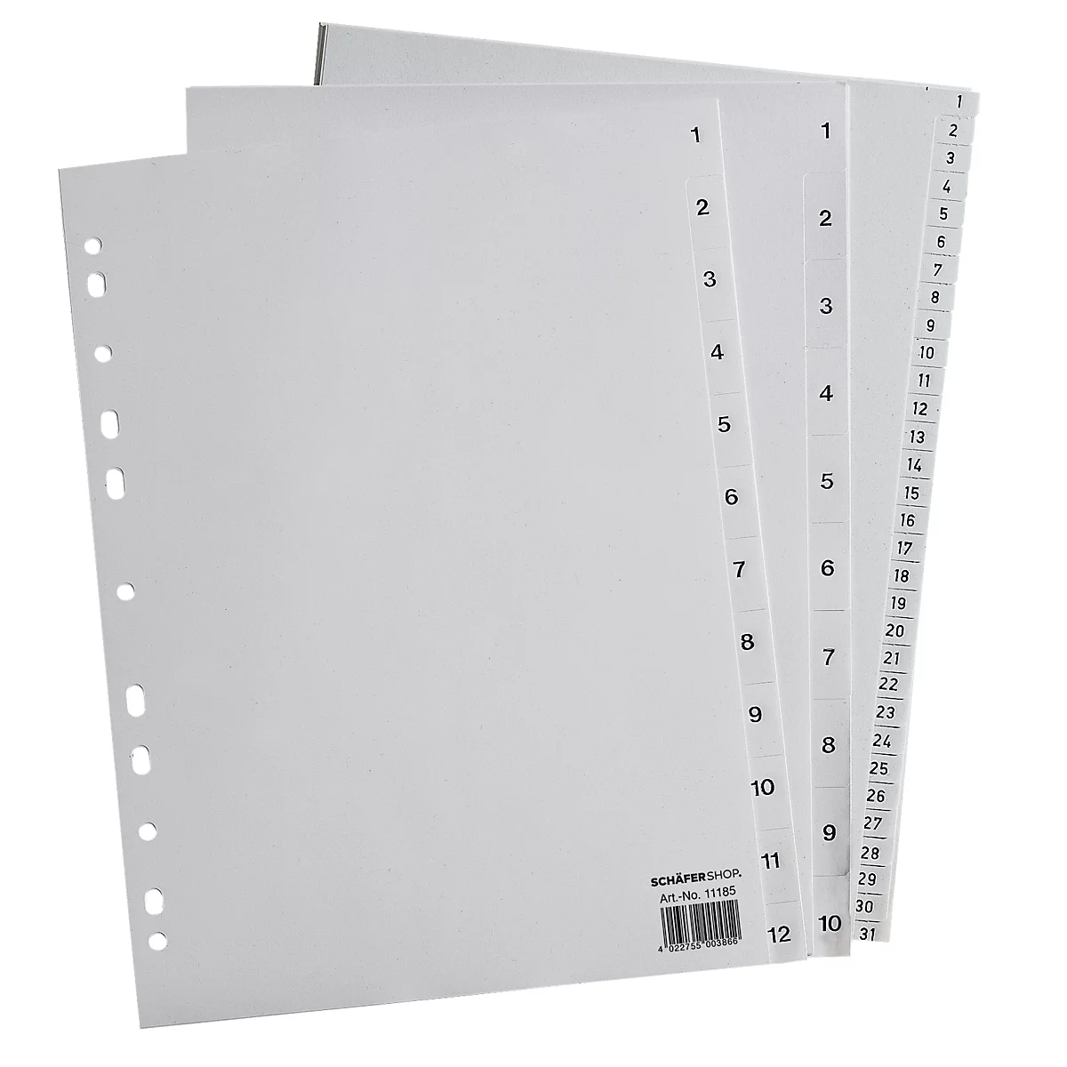 Pack éco. intercalaires pour classeurs SCHÄFER SHOP, numérotés de 1 à 10, jeu de 12 p., gris