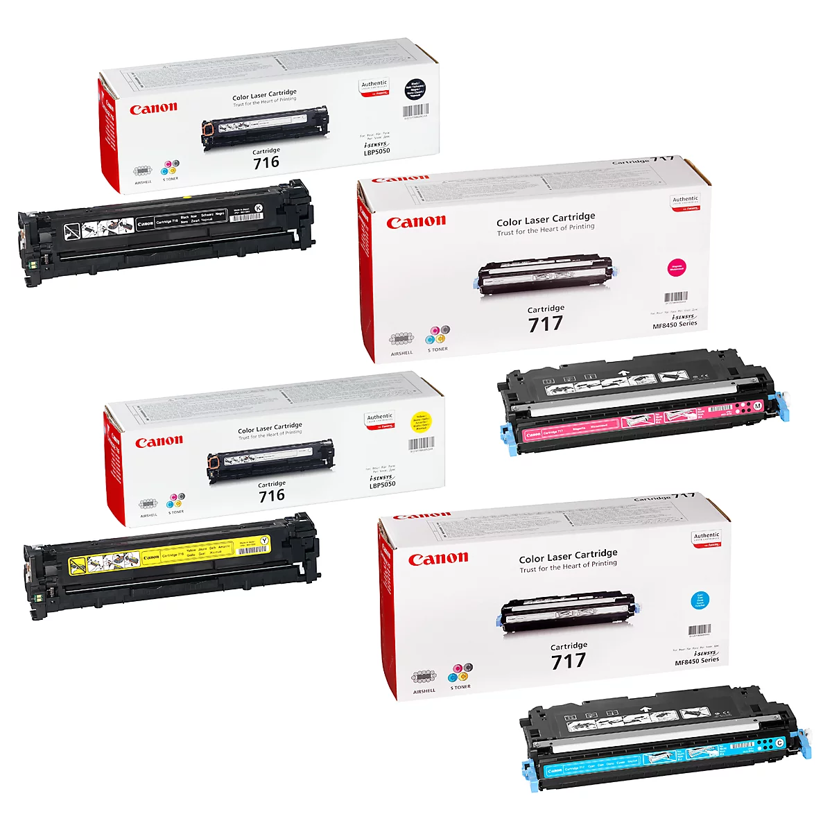 Pack. éco T716BK/Y/M/C Canon, 4 cassettes de toner noir/jaune/magenta/cyan