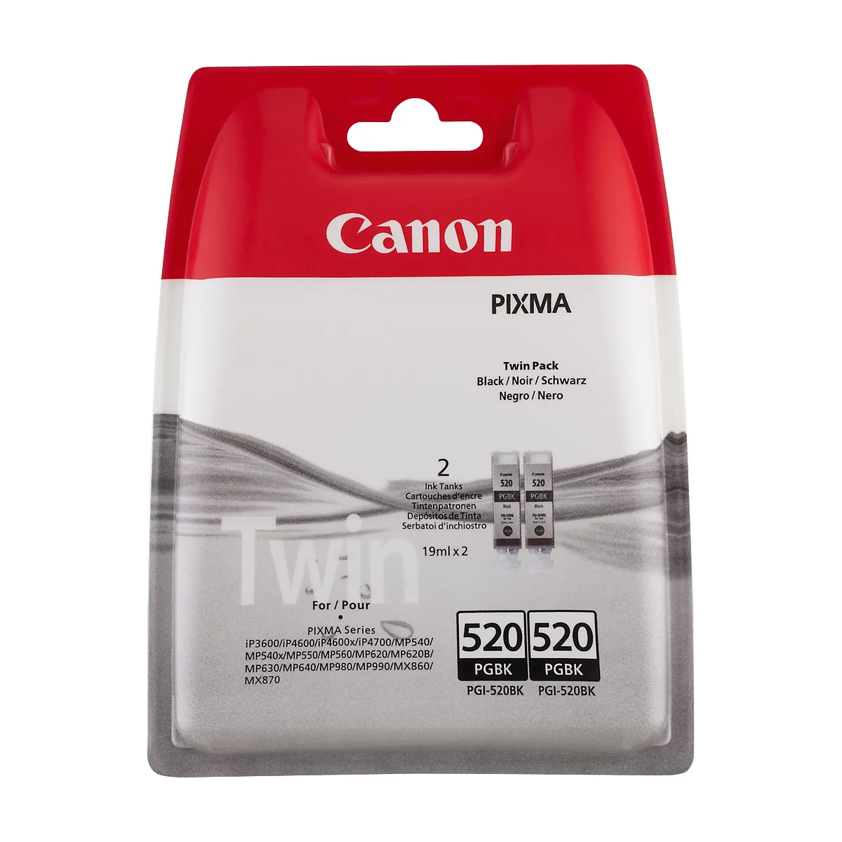 Pack économique 2 cartouches d'imprimante BPGI-520BK Canon, noir