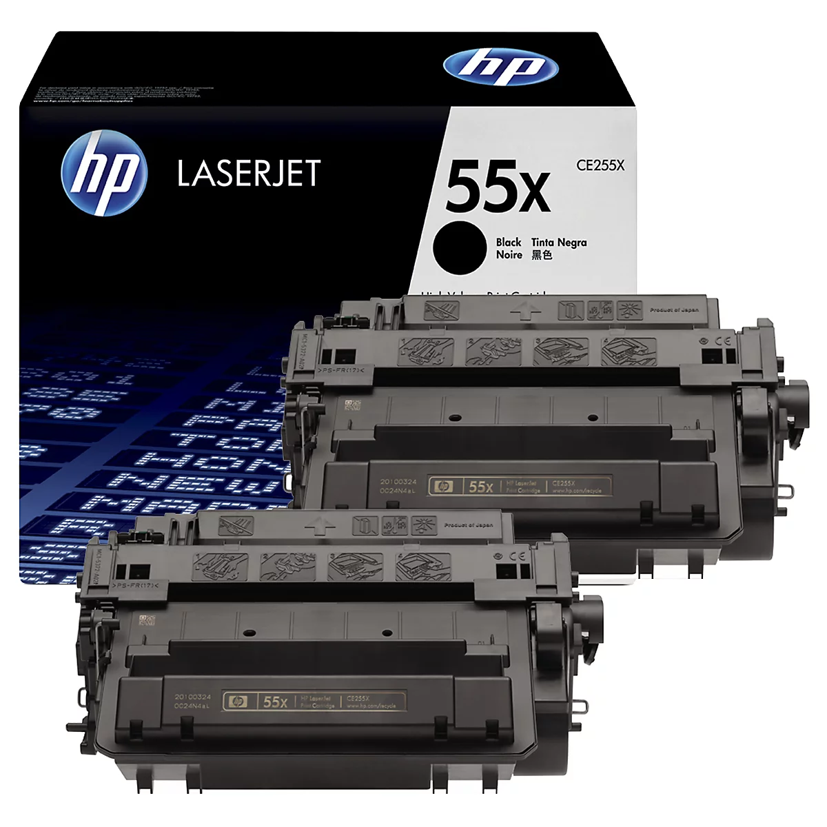 Pack économique 2 x cartouches d'impression LaserJet CE255XD (n° 55X) HP, noir