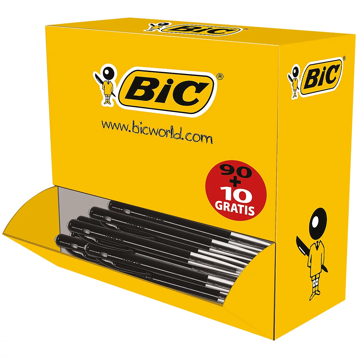 Pack économique stylos à bille M10 noir BIC 90 + 10 GRATUITS