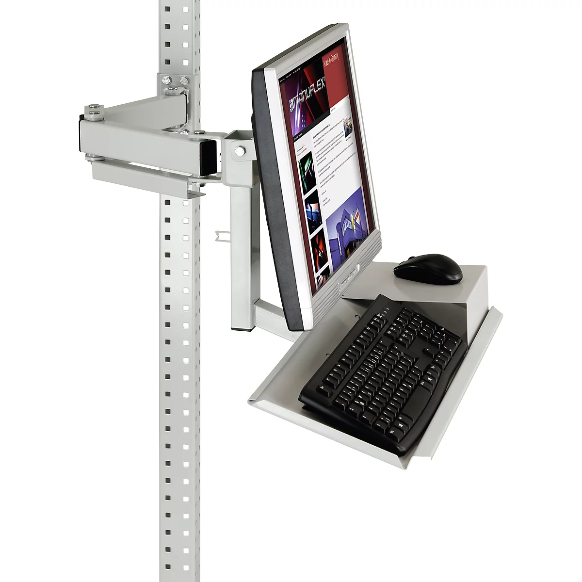 Packpool Monitorträger, Tastatur- u. Mousefläche, 15–24" Monitore, VESA 100 mm