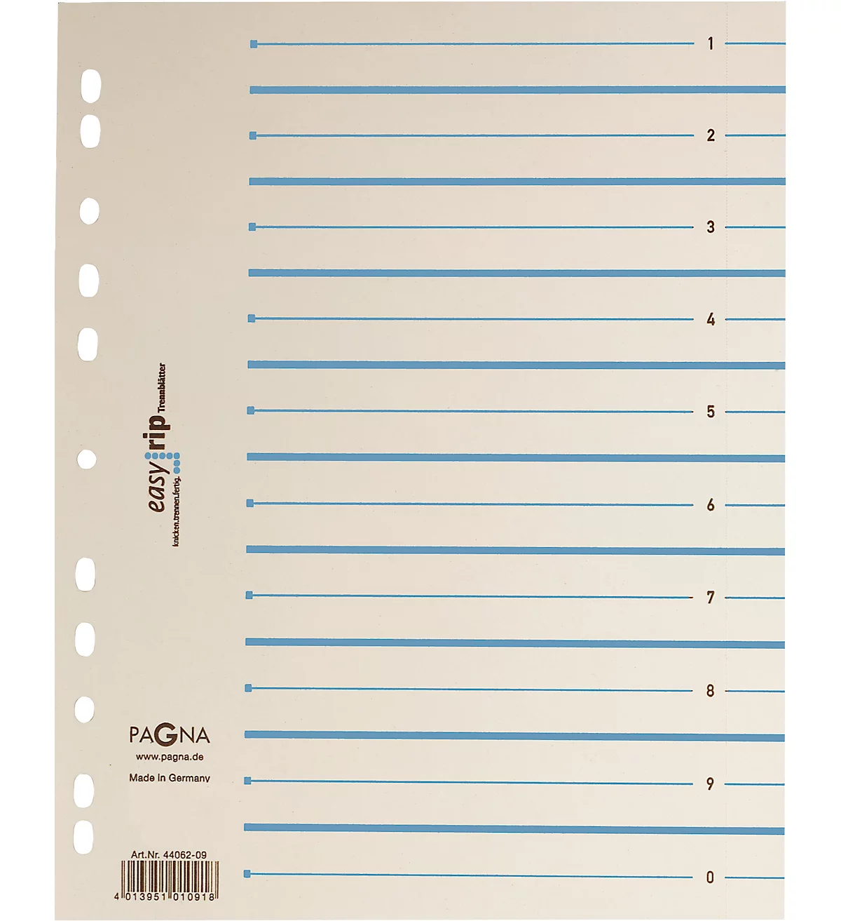PAGNA Easy Rip Trennblätter, DIN A4-Format, Linienaufdruck, 100 Stück, blau