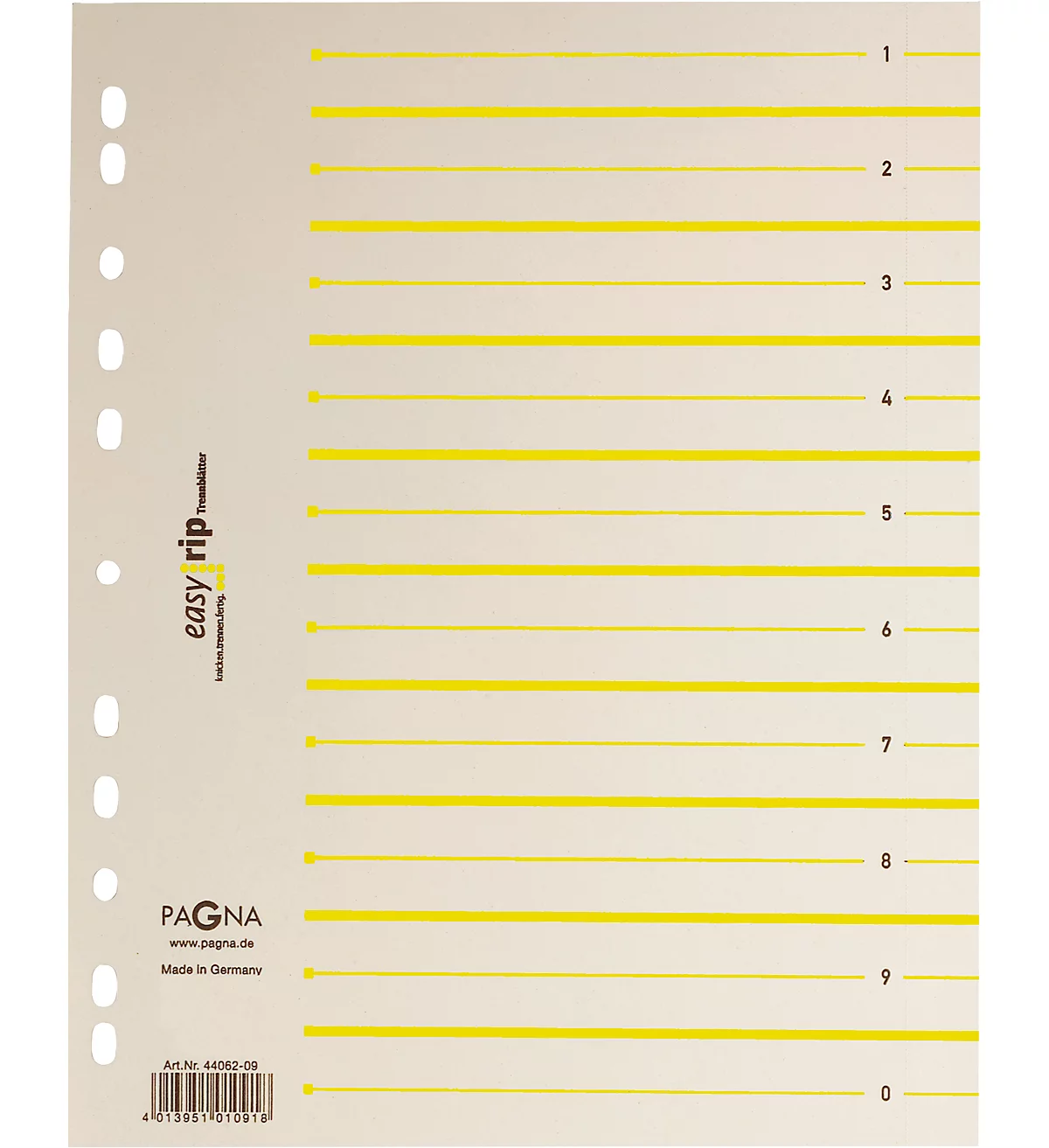 PAGNA Easy Rip Trennblätter, DIN A4-Format, Linienaufdruck, 100 Stück, gelb