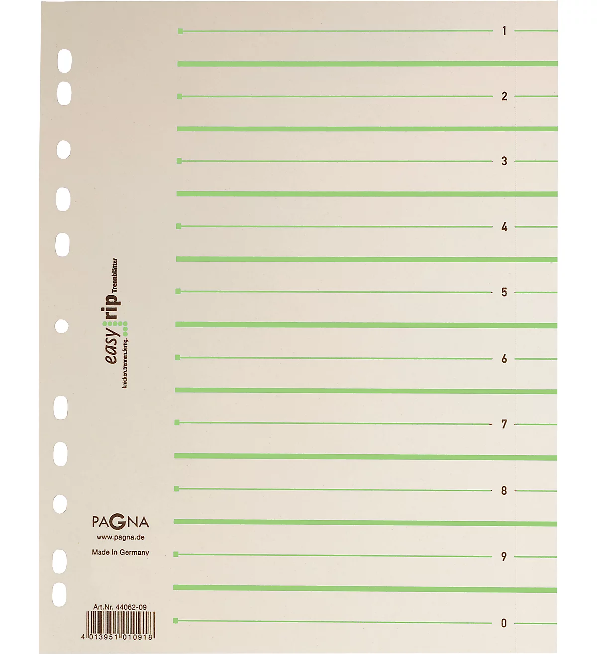PAGNA Easy Rip Trennblätter, DIN A4-Format, Linienaufdruck, 100 Stück, grün