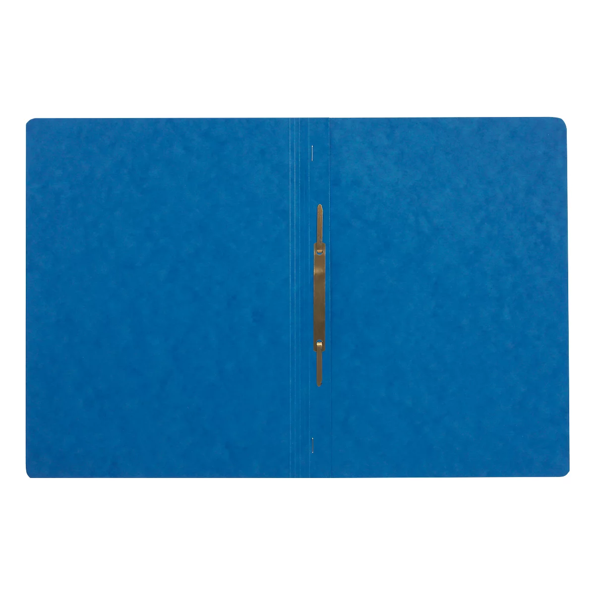 Open blue file folder with gold clasp.