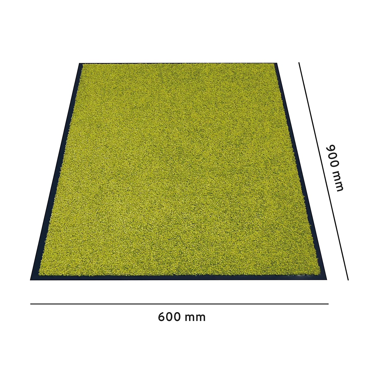 Gazon artificiel vert rectangulaire avec bord noir. Dimensions : 600 x 900 mm.