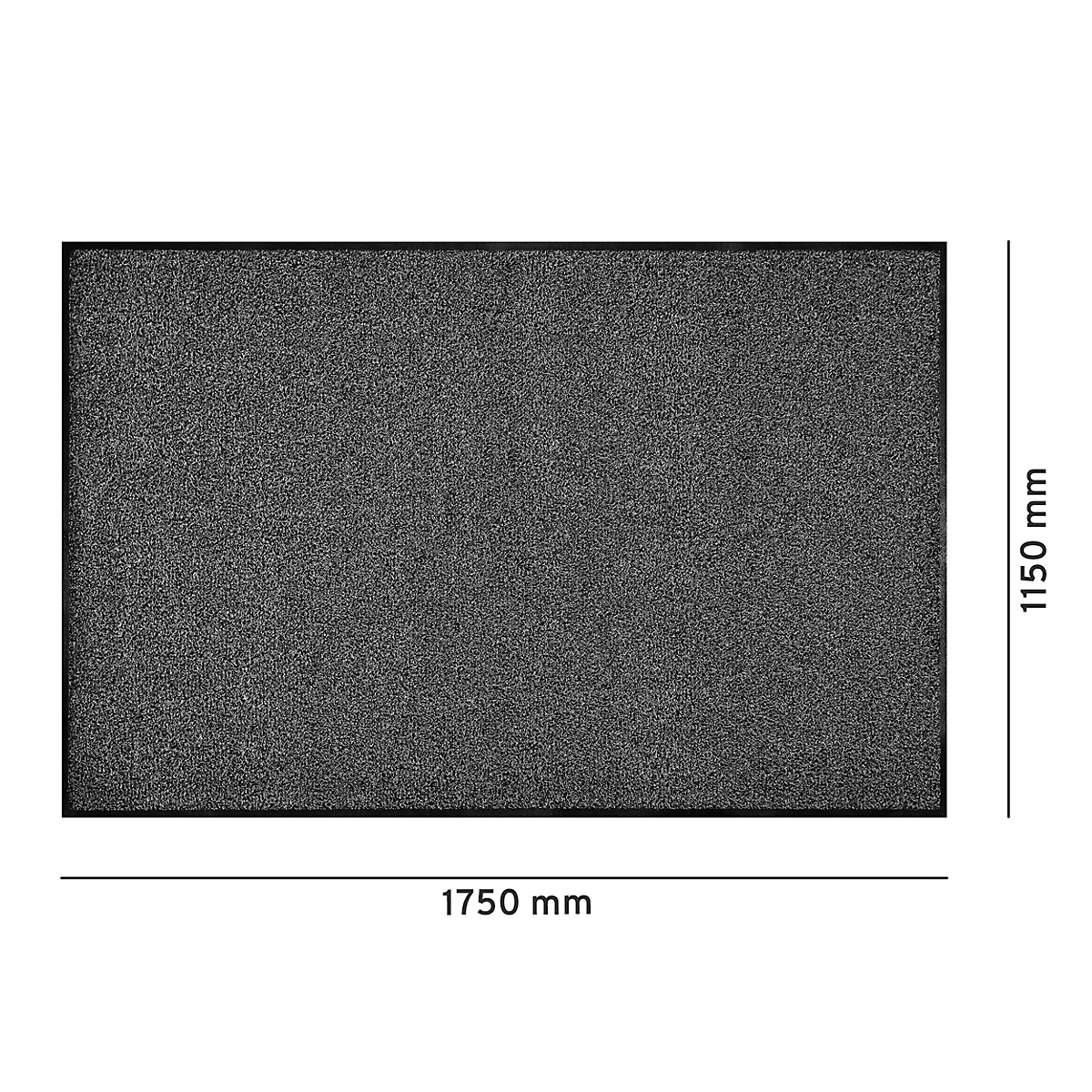 Paillasson gris mesurant 1750 mm x 1150 mm, avec marquages de dimensions.