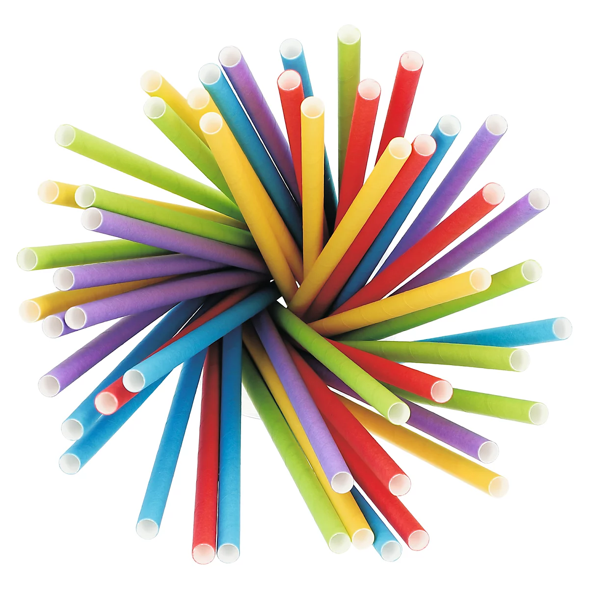 Pailles à boire Papstar Pure, pour milk-shakes, jetables, L 250 x Ø 8 mm, en papier certifié FSC®, couleurs assorties, 500 pièces.