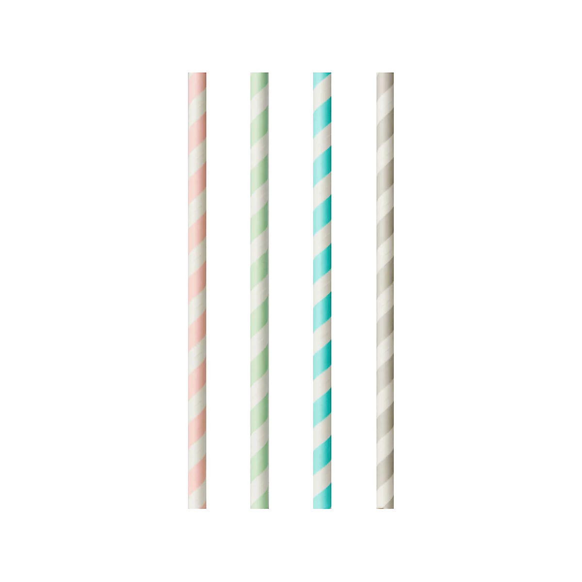 Pailles à boire Papstar Stripes, jetables, L 200 x Ø 6 mm, en papier certifié FSC®, couleurs assorties, 100 pcs.