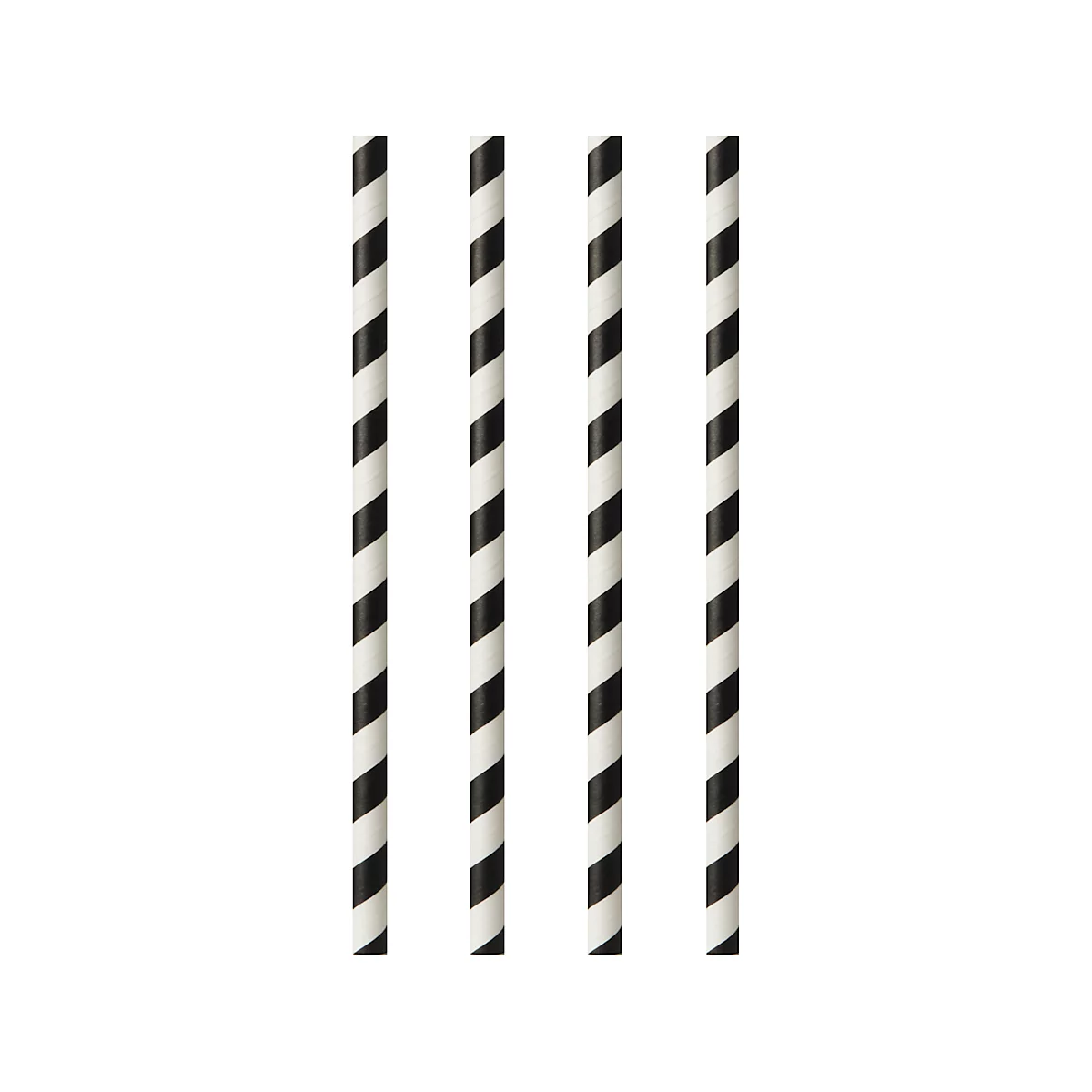 Pailles à boire Papstar Stripes, jetables, L 200 x Ø 6 mm, en papier certifié FSC®, noir et blanc, 100 pièces.