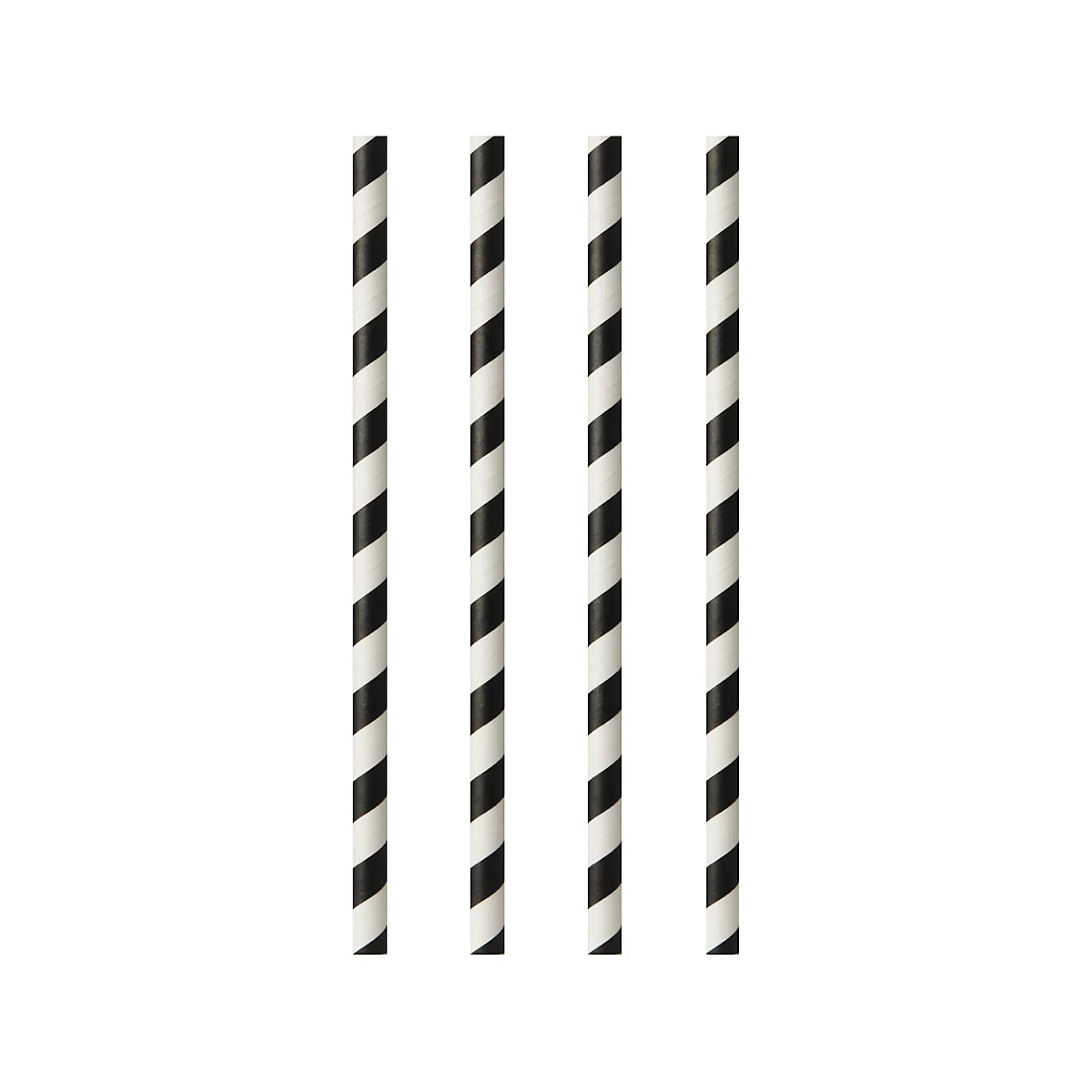Pailles à boire Papstar Stripes, jetables, L 240 x Ø 6 mm, en papier certifié FSC®, noir et blanc, 100 pièces.