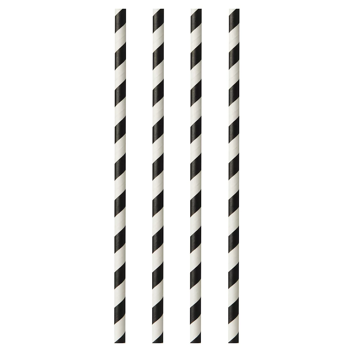 Pailles à boire Papstar Stripes, jetables, L 290 x Ø 6 mm, en papier certifié FSC®, noir et blanc, 100 pièces.
