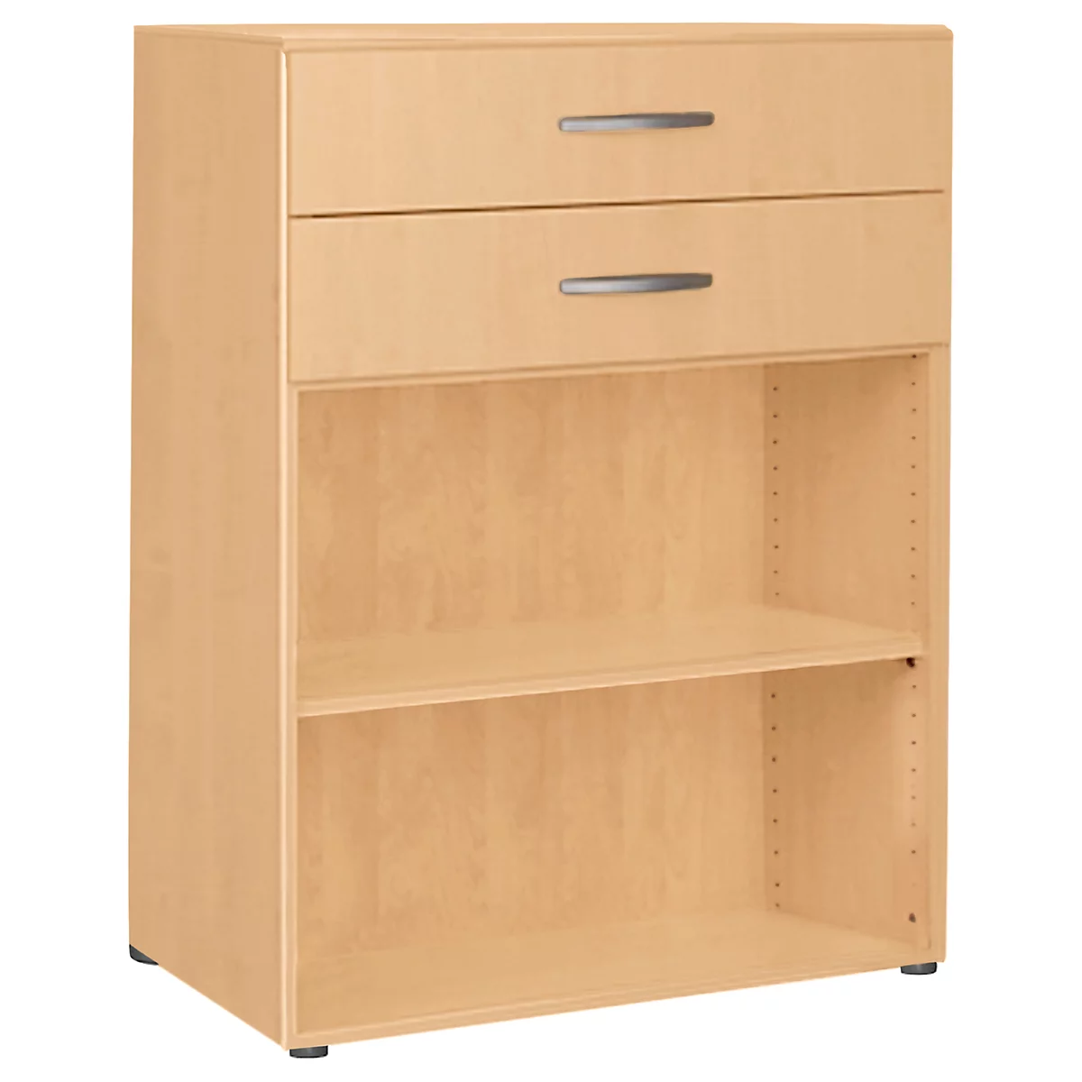 PALENQUE combi-boekenkast, 3 OH, 2 open vakken + 2 laden, B 800 x D 400 x 1104 mm, beukendecor