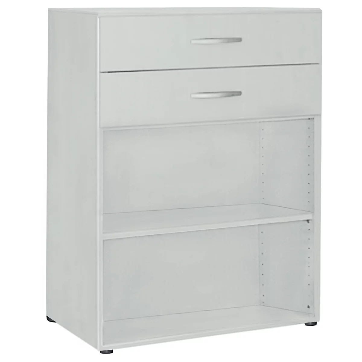 PALENQUE combi-boekenkast, 3 OH, 2 open vakken + 2 laden, B 800 x D 400 x 1104 mm, lichtgrijs