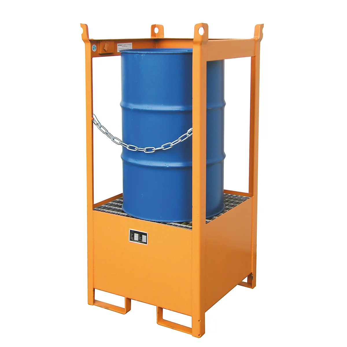 Palet apilable para barriles Bauer FSP-1, abierto lateralmente, cap. 1 barril de 200 l, naranja