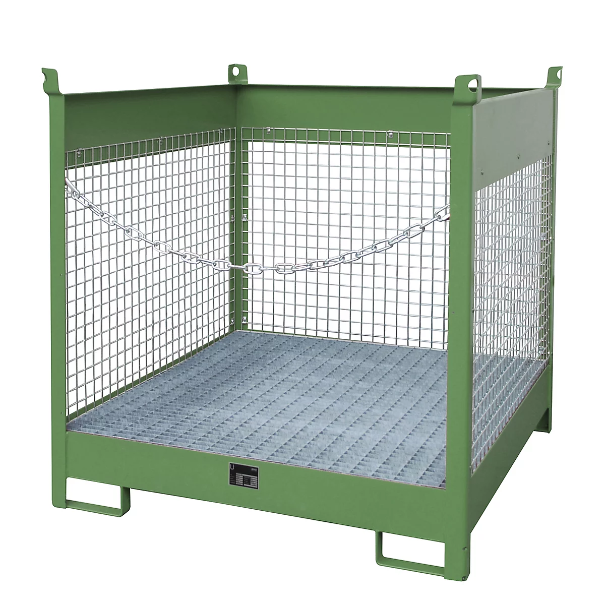 Palet apilable para barriles Bauer FSP-4 D, para 4 barriles de 200 l, verde