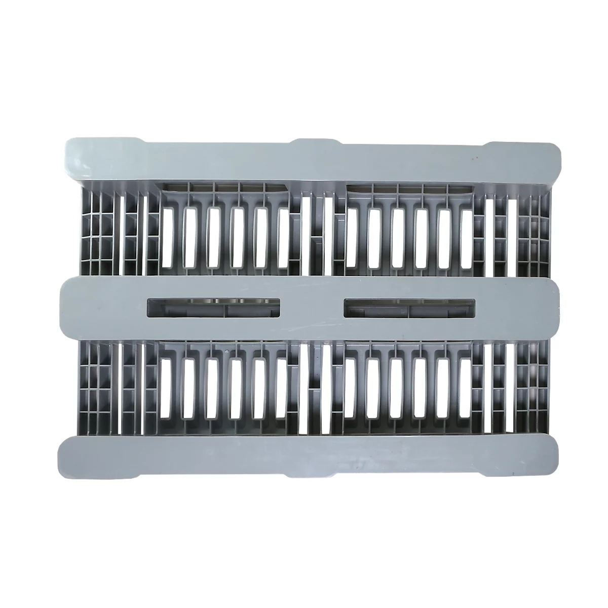 Palette hygiénique FP-H1, charge max. 5000/1250 kg, 3 patins, plateau supérieur et inférieur fermé, L 1200 x l 800 x H 160 mm, HDPE recyclé, gris clair, 3 pièces