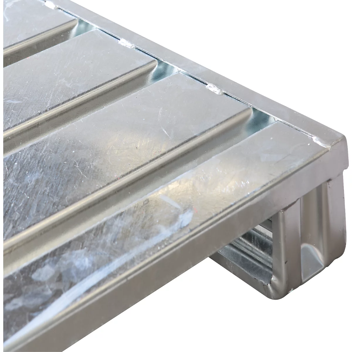 Palette plate en acier, jusqu'à 1500 kg, plateau supérieur fermé, 2 patins en acier, L 1000 x l 800 x H 130 mm, acier galvanisé