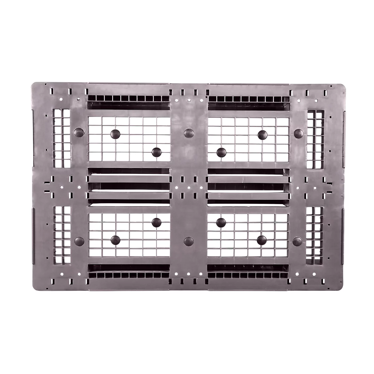 Pallet FP-DK1208S, laadvermogen 5000/1000 kg, open boven- en onderdek, 3 sledes, L 1200 x B 800 x H 150 mm, gerecycleerd HDPE, 5 stuks