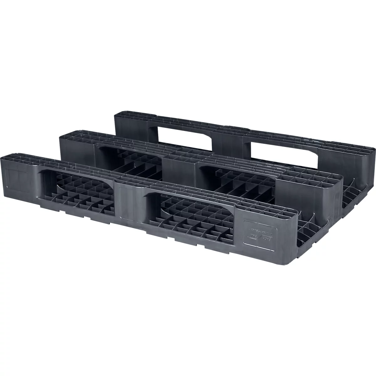 Pallet voor zwaar gebruik FP-HDK1210S, max. belasting 5000/1500/600 kg, gesloten bovendek, 3 loopwagens, L 1200 x B 1000 x H 155 mm, gerecycleerd HDPE, 5 stuks