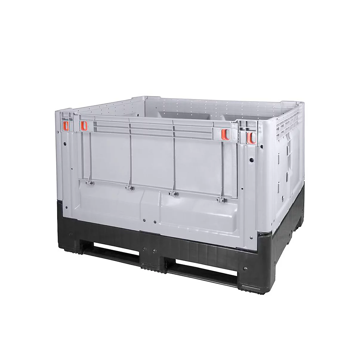 Palletbox Big Box 670 l, B 1200 x D 1000 x H 800 mm, gesloten, opvouwbaar, zilvergrijs, 3 lopers