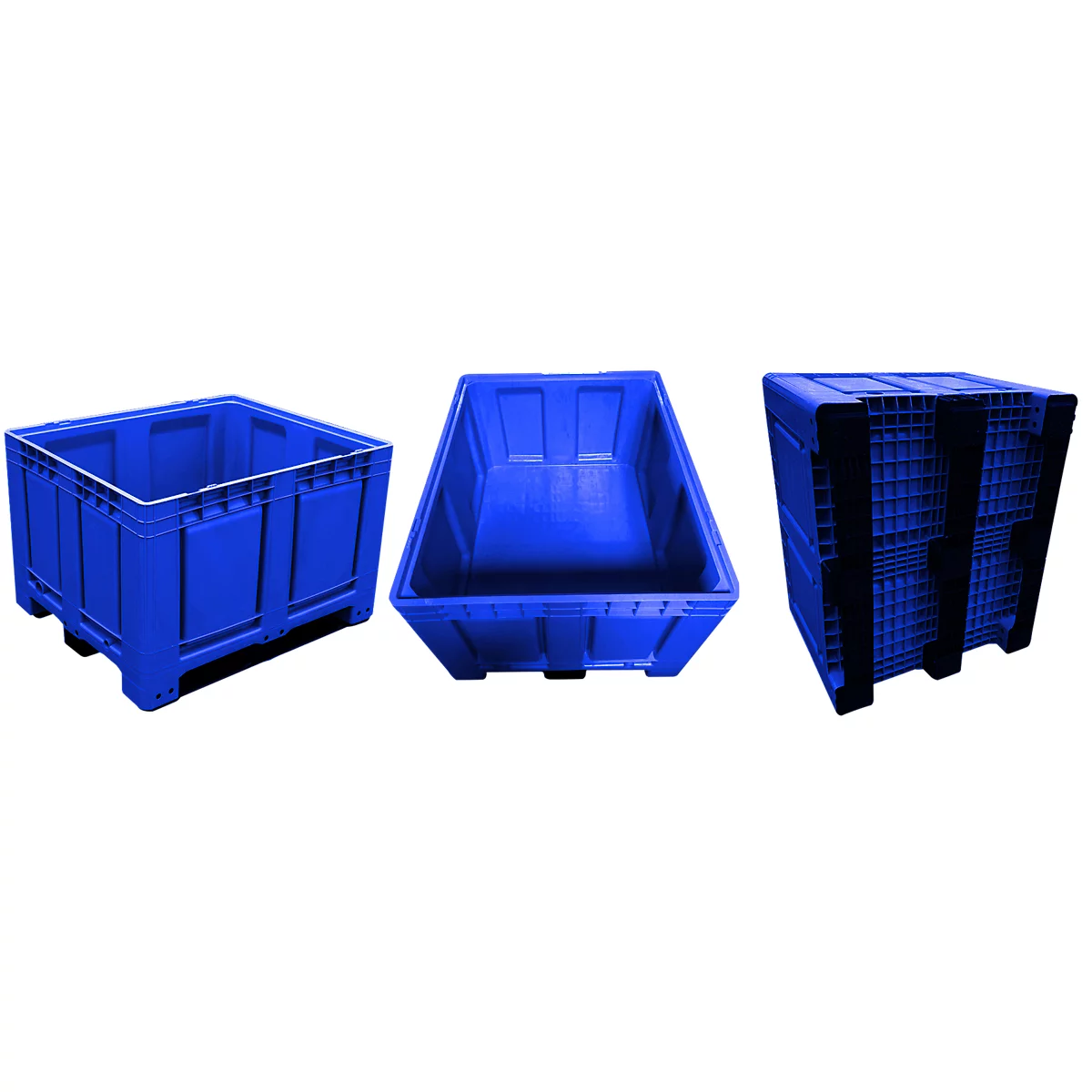 Palletbox Big Box 680 l, B 1200 x D 1000 x H 790 mm, gesloten, blauw, 3 sledes