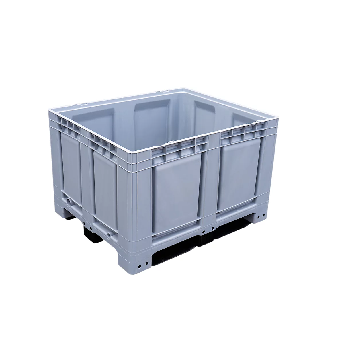 Palletbox Big Box 680 l, B 1200 x D 1000 x H 790 mm, gesloten, zilvergrijs, 3 sledes