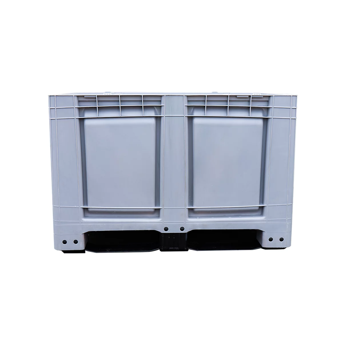 Palletbox Big Box 680 l, B 1200 x D 1000 x H 790 mm, gesloten, zilvergrijs, 3 sledes
