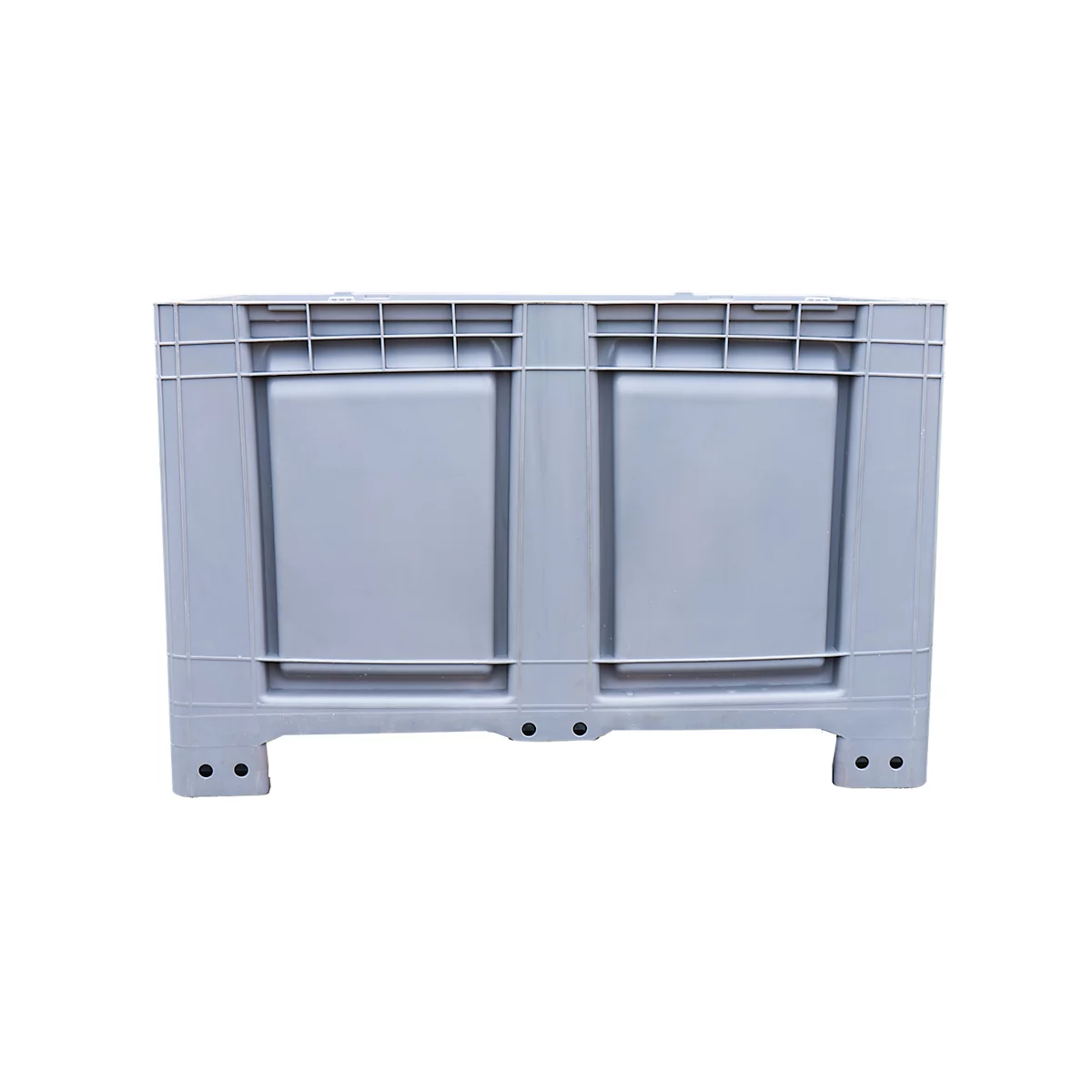 Palletbox Big Box 680 l, B 1200 x D 1000 x H 790 mm, gesloten, zilvergrijs, 4 poten