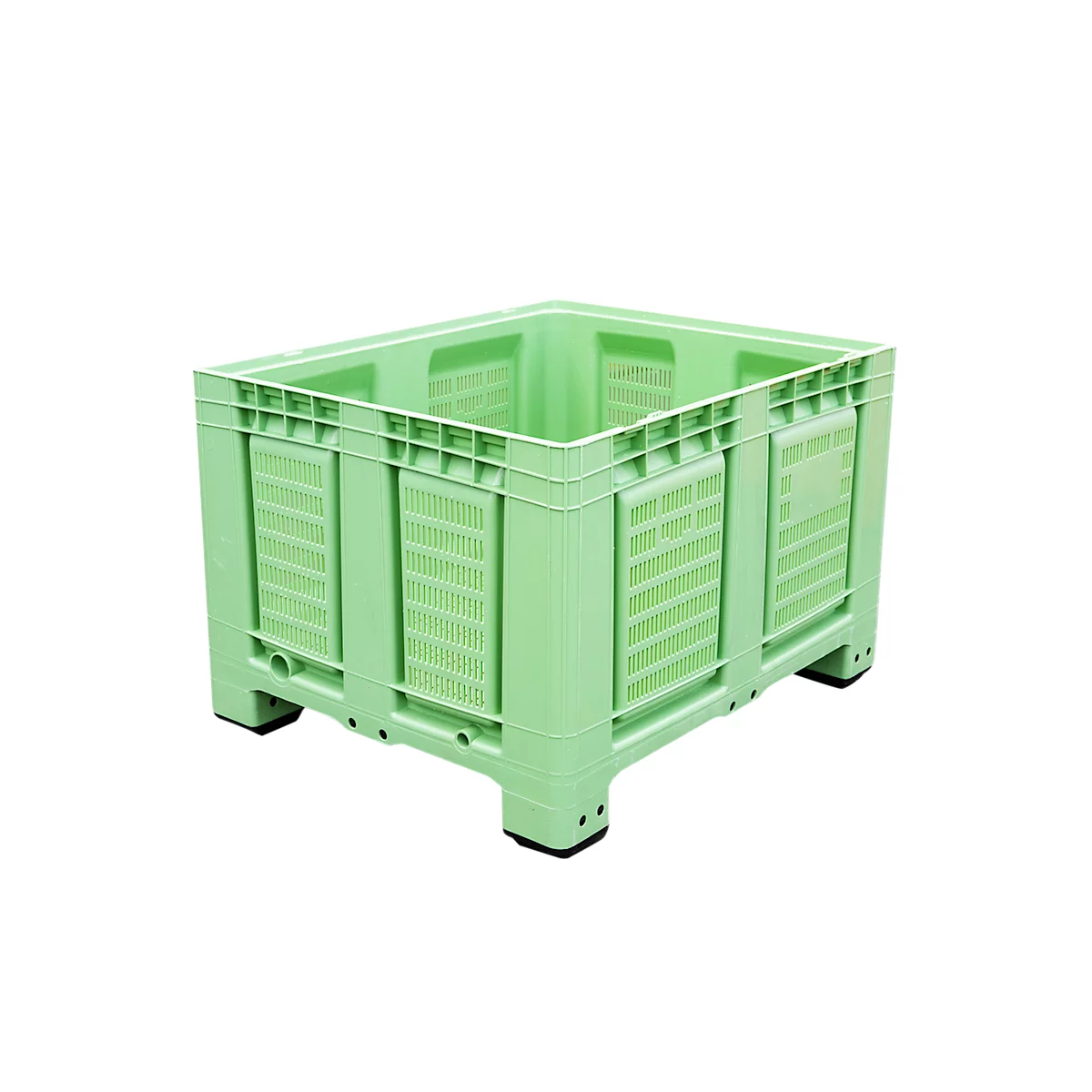 Palletcontainer Big Box FP-FBO1210, 680 l, B 1200 x D 1000 x H 790 mm, geperforeerd, lichtgroen, 4 poten, tot 450 kg