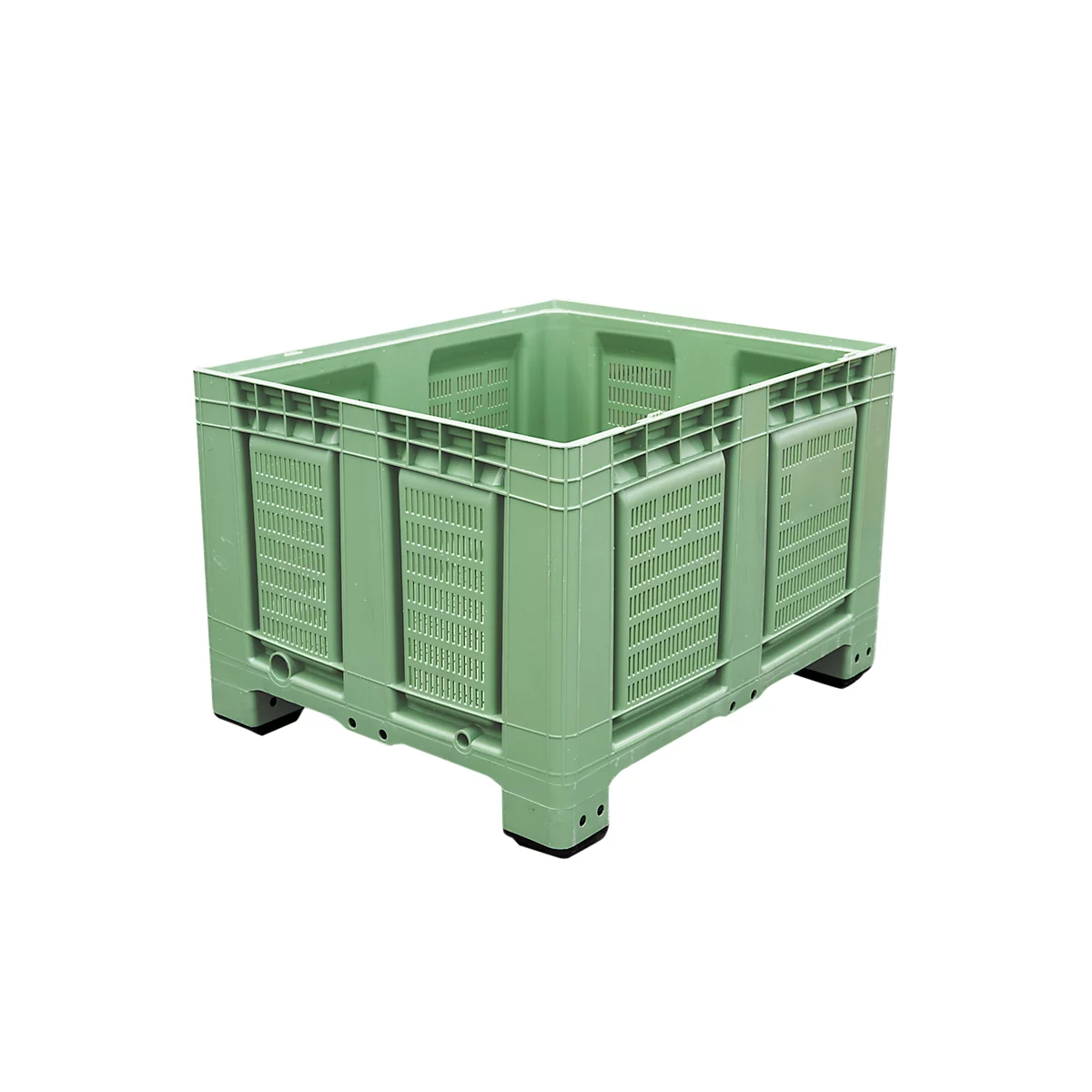 Palletcontainer Big Box FP-FBO1210, 680 l, B 1200 x D 1000 x H 790 mm, geperforeerd, lichtgroen, 4 poten, tot 450 kg