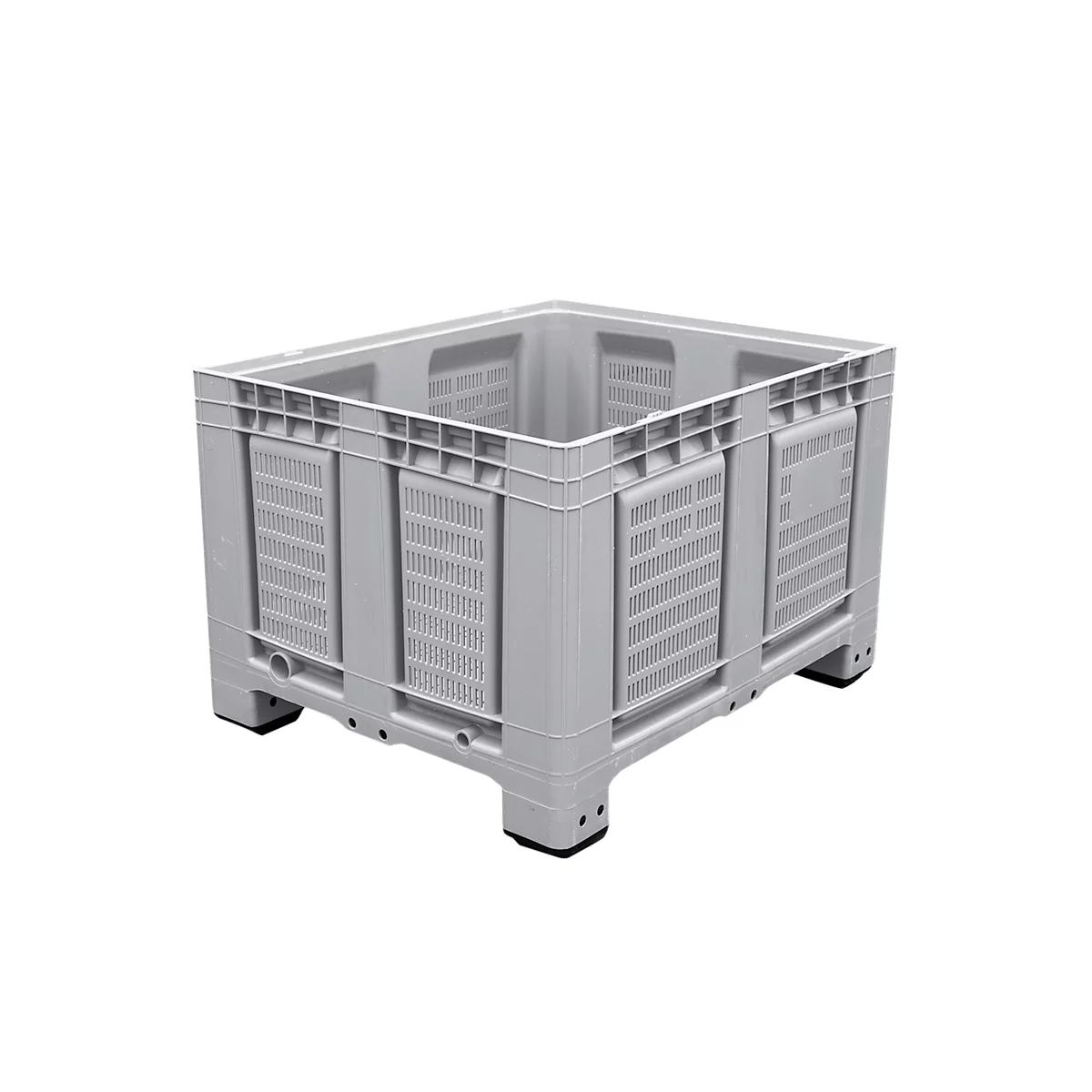 Palletcontainer Big Box FP-FBO1210, 680 l, B 1200 x D 1000 x H 790 mm, geperforeerd, zilvergrijs, 4 poten, tot 450 kg