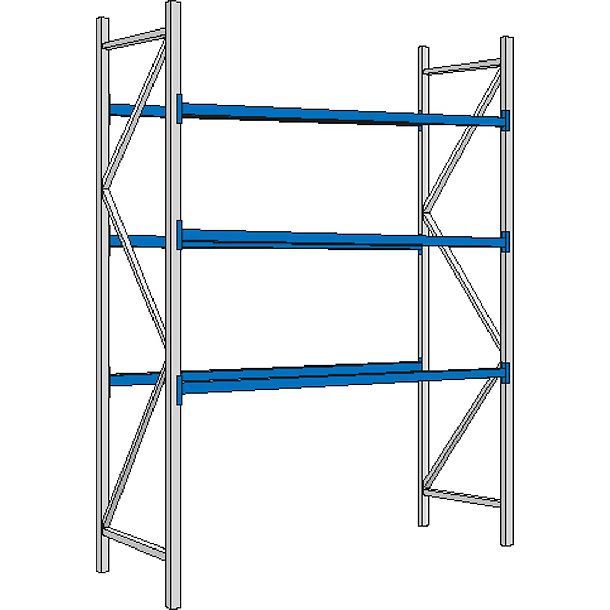 Palletstelling PR 600, basissectie, H 3600 mm, max. 800 kg, 3 dwarssteunen