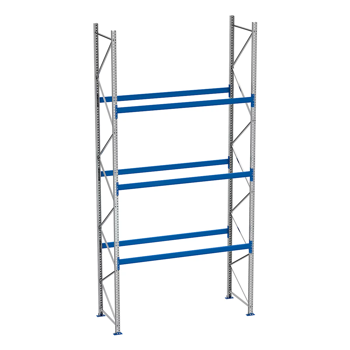 Palletstelling PR 600, basissectie, H 4700 mm, max. 800 kg, 3 dwarssteunen