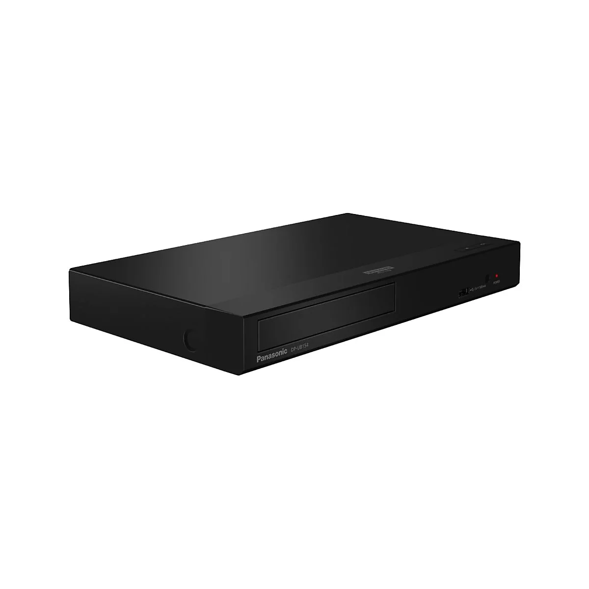 Lecteur Blu-ray Panasonic noir. Fente du lecteur et bouton d'alimentation visibles.