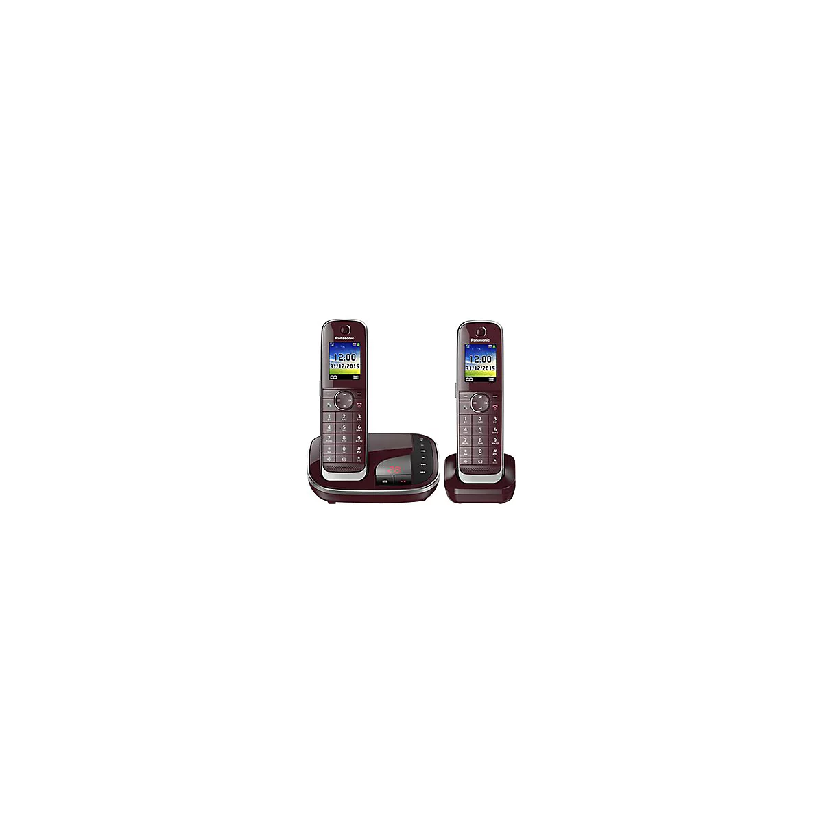 Panasonic KX-TGJ322GR - Schnurlostelefon - Anrufbeantworter mit Rufnummernanzeige - DECTGAP - dreiweg Anruffunktion - Weinrot + zusätzliches Handset