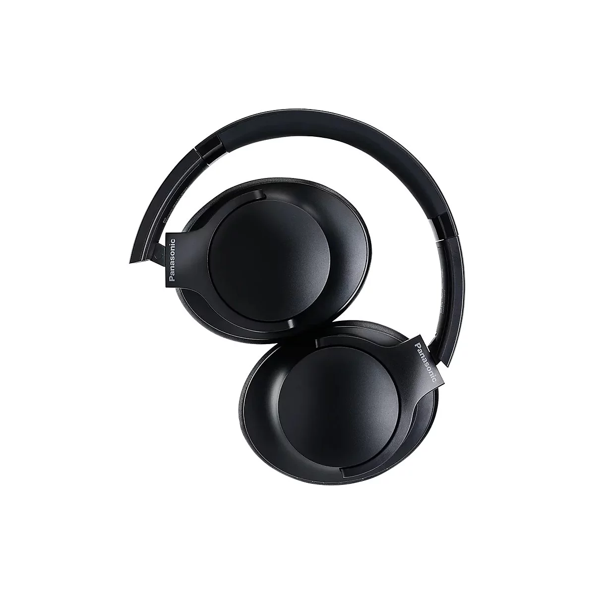 Schwarze Panasonic Over-Ear-Kopfhörer mit verstellbarem Bügel vor weißem Hintergrund.