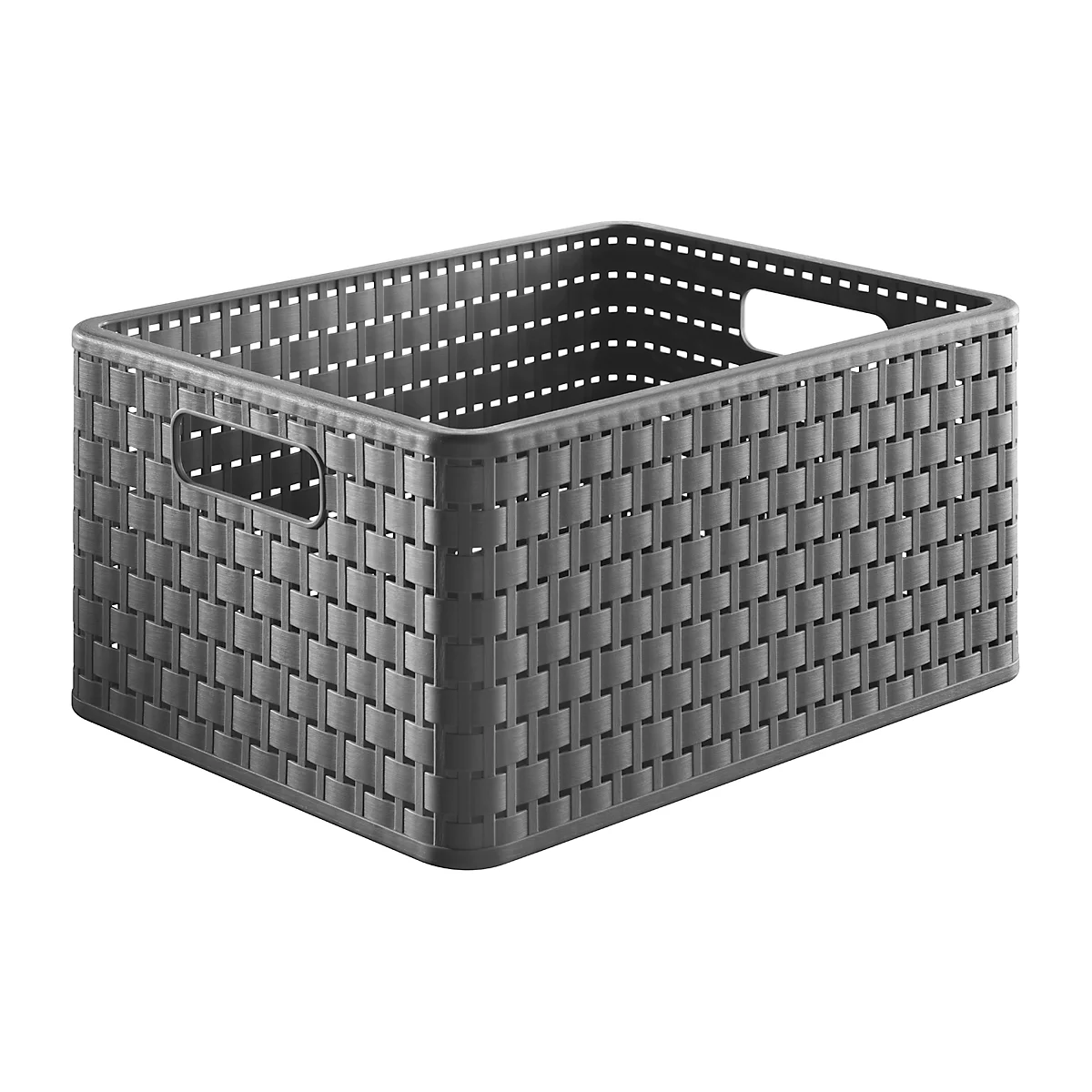 Panier de rangement Rotho COUNTRY, volume 18 l, format A4, empilable, sans couvercle, L 368 x l 278 x H 191 mm, PP, anthracite