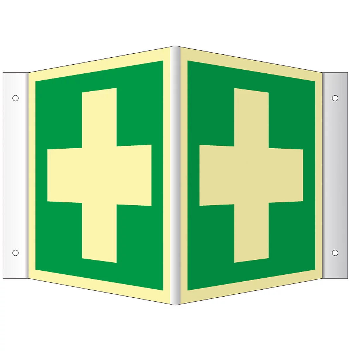 Panneau d'angle avec symbole des premiers secours