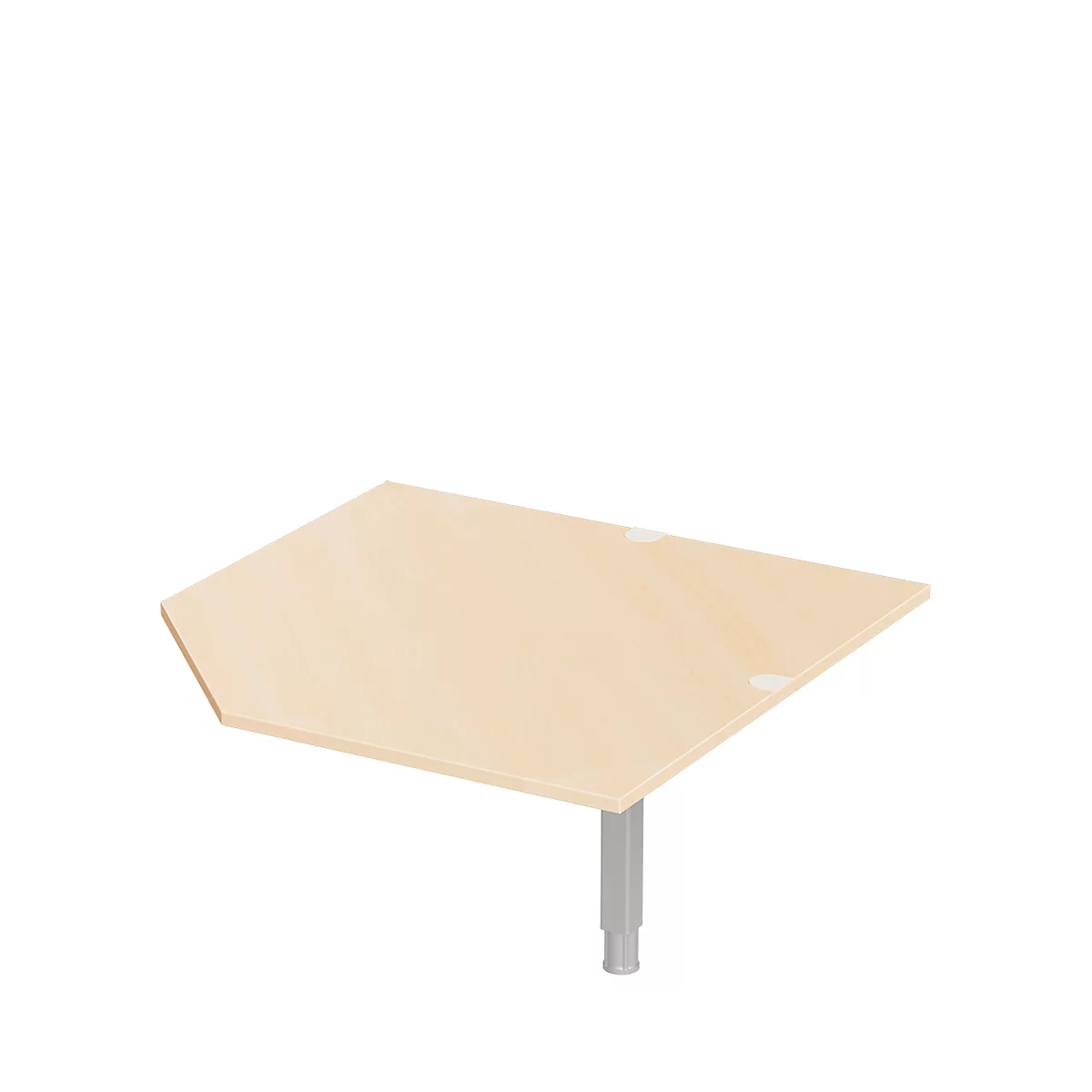 Panneau d'angle système CAD ERGO-T 2.0, avec pied support, L 1200 x P 1200/800 x H 718-898 mm, érable/aluminium blanc