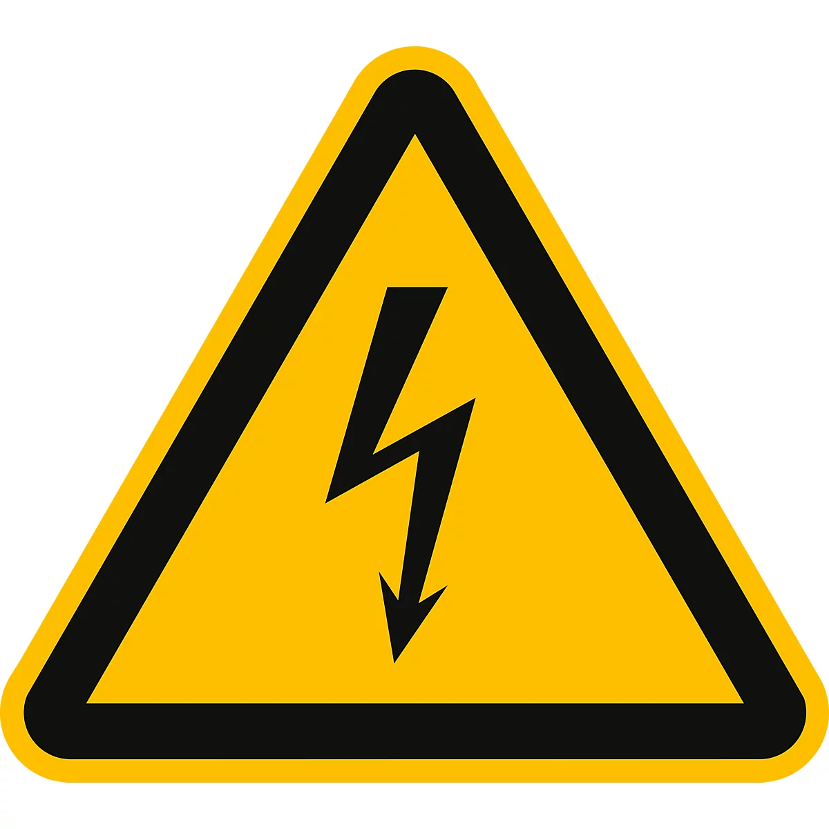 Triangle d'avertissement jaune avec un éclair noir, indiquant un danger lié à l'électricité.