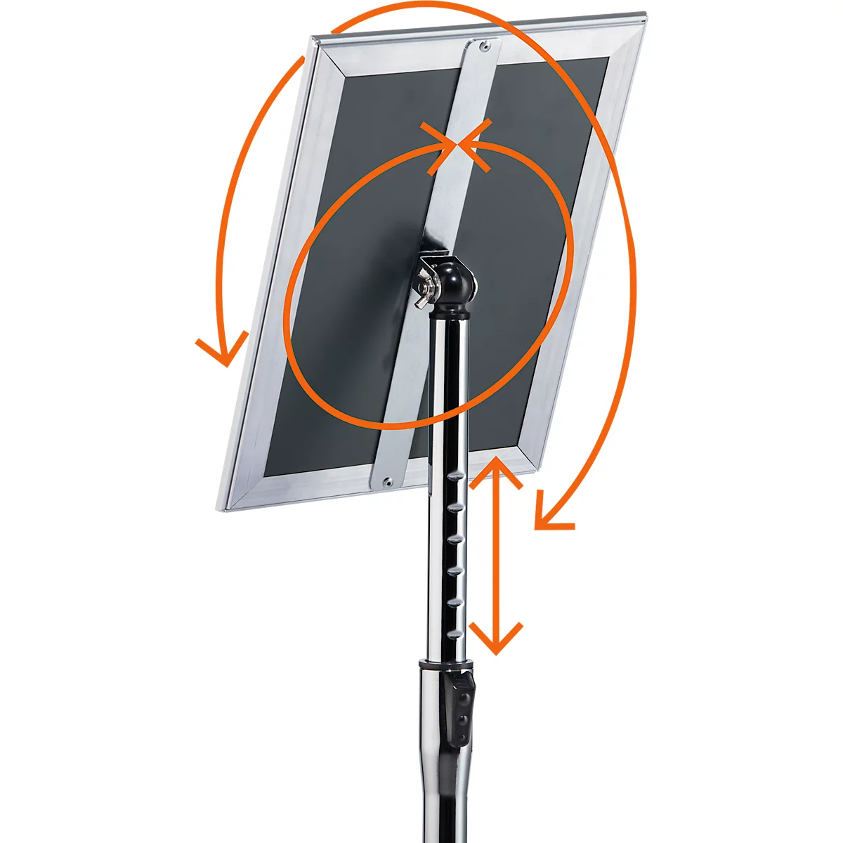 Panneau d'information Durable, avec cadre à clipser DIN A4, format vertical &amp; horizontal, réglable en hauteur, aluminium &amp; polystyrène, argenté