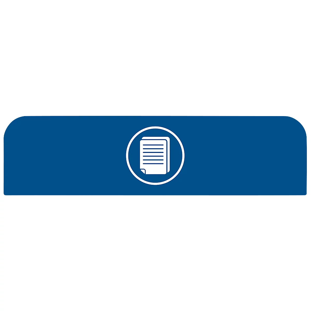 Bouton bleu avec un symbole de document blanc dans un cercle.